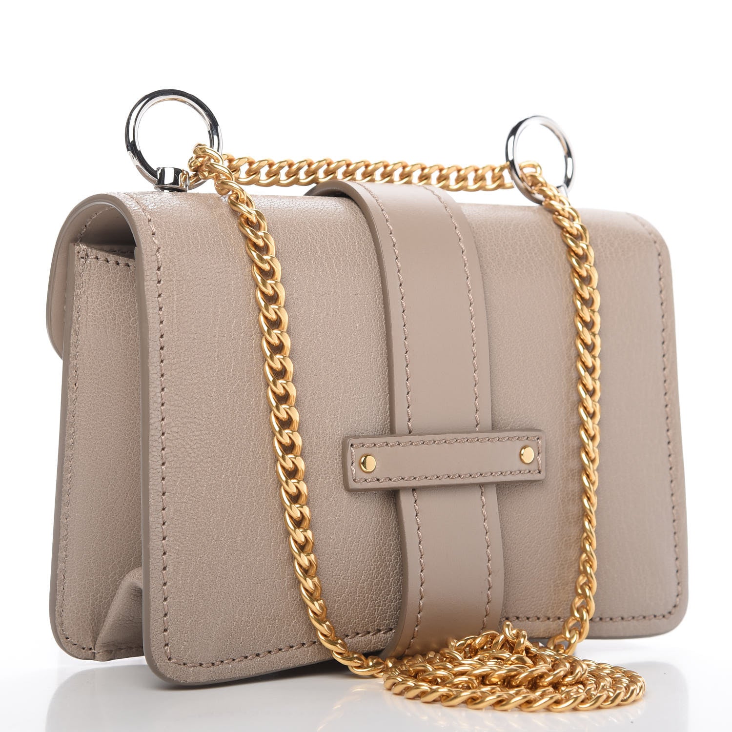 Chloe Shiny Goatskin Calfskin Mini Aby Chain Shoulder Bag Motty Grey 3 of 11