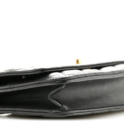 Chanel Lambskin Quilted CC Pearl Crush Wallet on Chain WOC Black 10 of 15