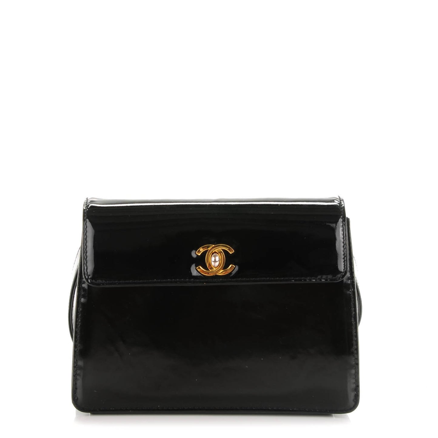 Patent Small Flap Bag Black