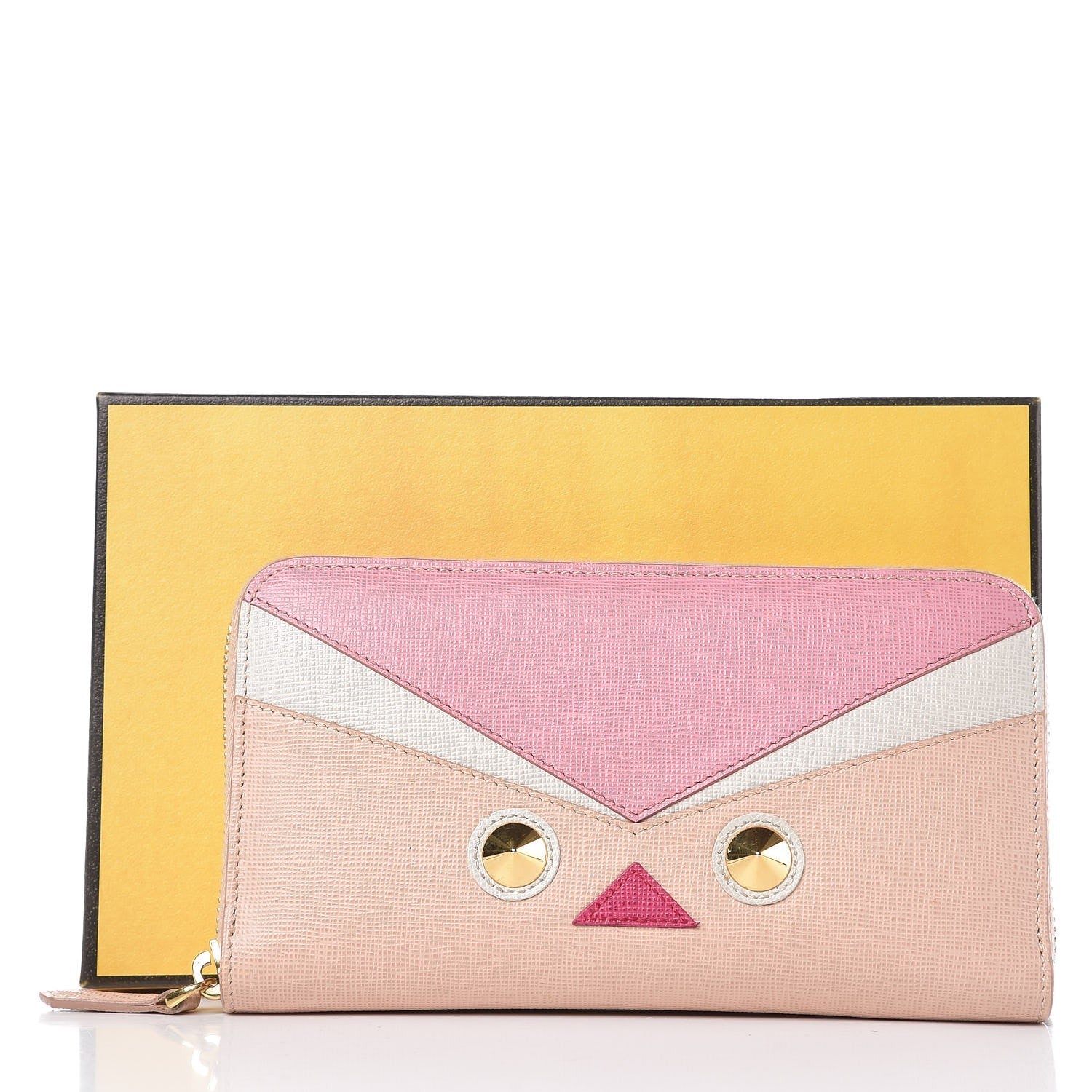 Fendi Vitello Elite QuTweet Studded Zip Around Wallet Pink 10 of 10
