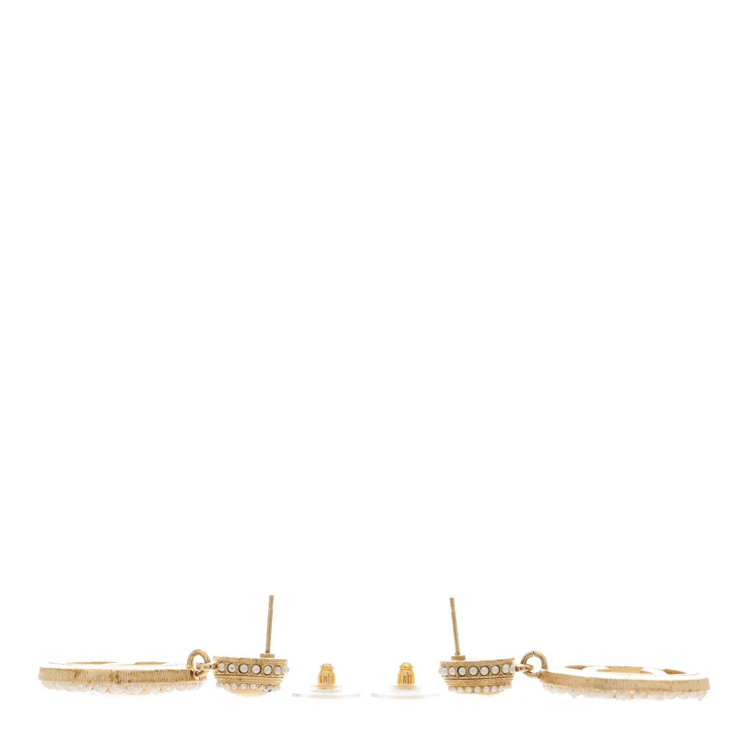 Chanel Pearl CC Drop Earrings Light Gold 3 of 5