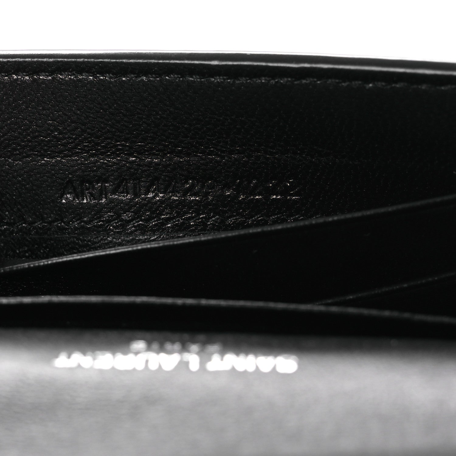 Saint Laurent Calfskin Lambskin Snakeskin Embossed Small Monogram Envelope Wallet Black White 7 of 7