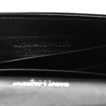 Saint Laurent Calfskin Lambskin Snakeskin Embossed Small Monogram Envelope Wallet Black White 7 of 7