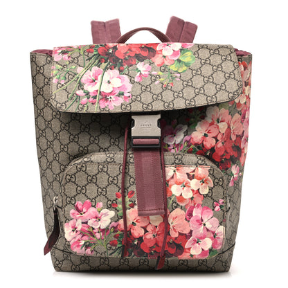 Gucci GG Supreme Monogram Blooms Medium Single Buckle Backpack Beige Multicolor Dry Rose 1 of 10