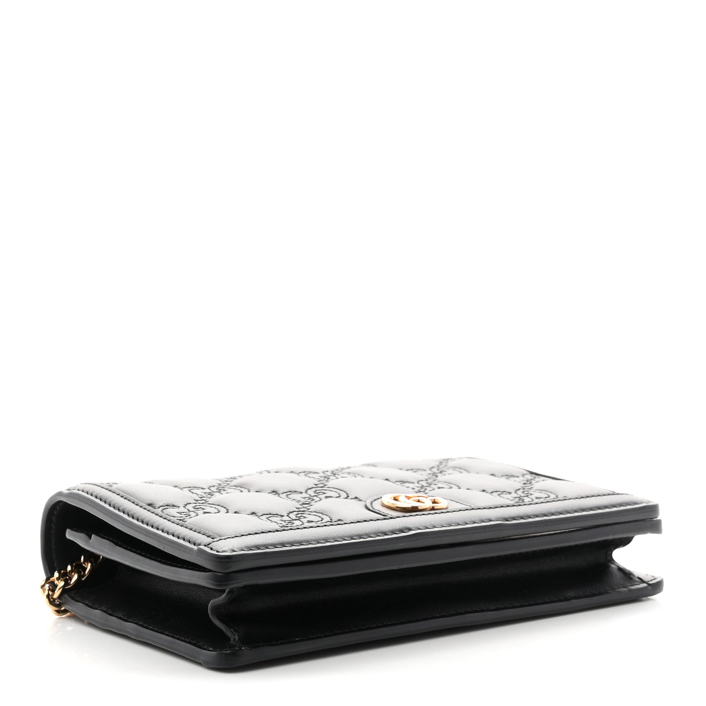 Calfskin GG Matelasse Chain Wallet Black