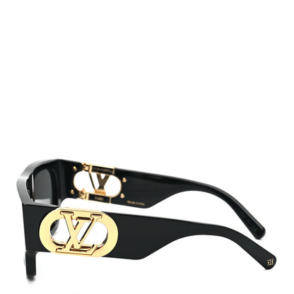 Louis Vuitton Acetate LV Link Square Sunglasses Z1478E Black 3 of 9