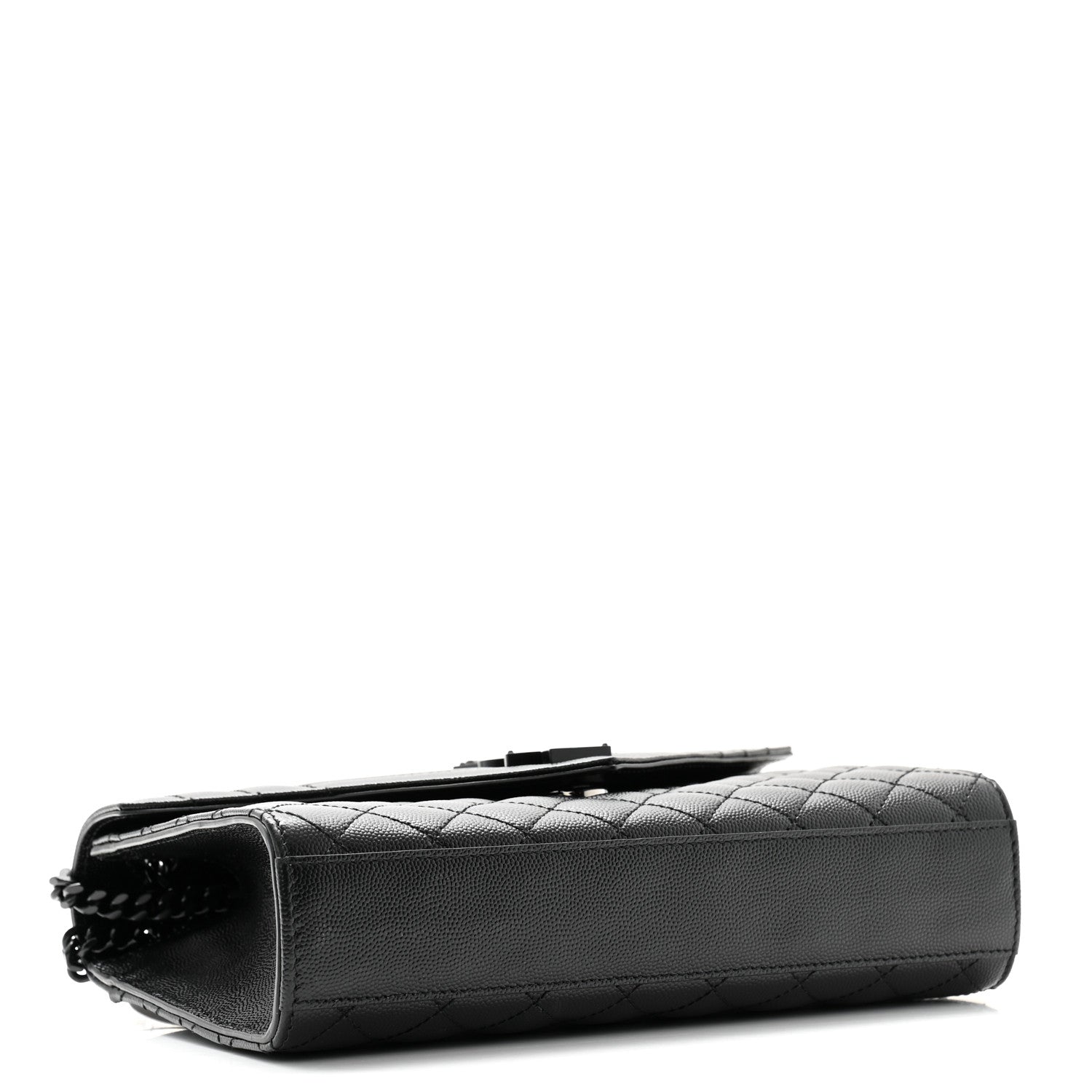 Saint Laurent Grain De Poudre Textured Mixed Matelasse Triquilt Medium Monogram Monochrome Satchel Black 4 of 10