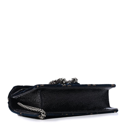 Gucci Velvet GG Monogram Super Mini Dionysus Shoulder Bag Blue Beige Black 3 of 4