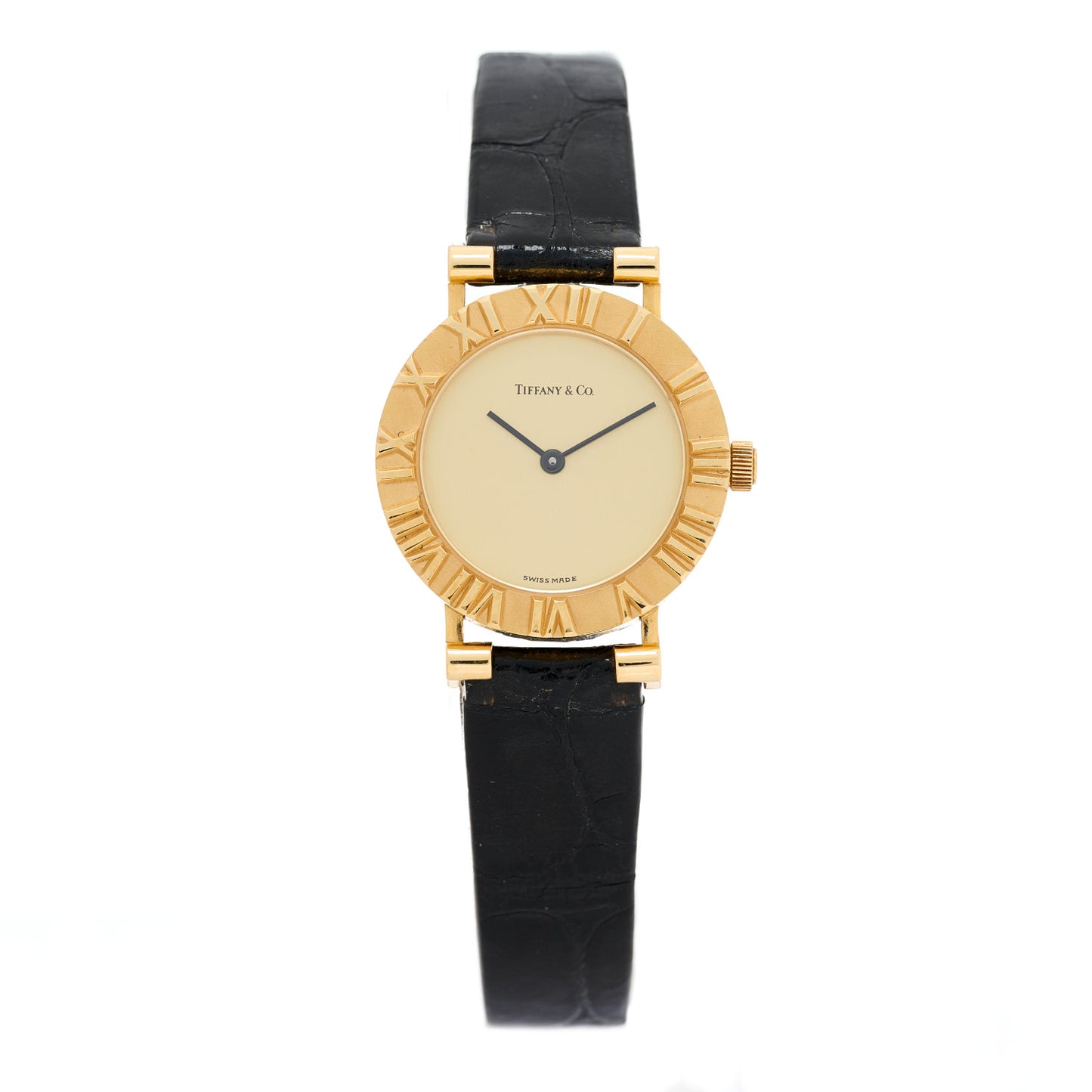 18K Yellow Gold Alligator 24mm Atlas Quartz Watch Gold