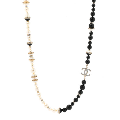 Chanel Pearl Crystal Bead CC Necklace Black 1 of 6
