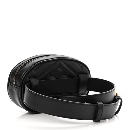 Gucci Calfskin Matelasse GG Marmont Belt Bag 75 30 Black 3 of 10