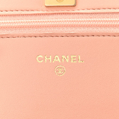Chanel Lambskin Quilted Pearl Crush Wallet on Chain WOC Light Orange 6 of 14
