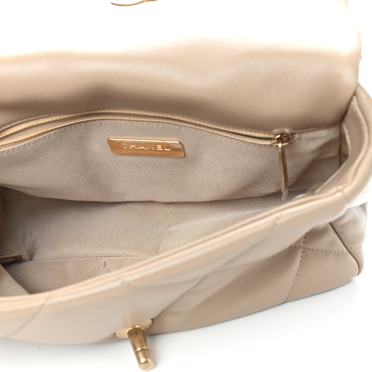Chanel Lambskin Quilted Medium Chanel 19 Flap Dark Beige 5 of 9
