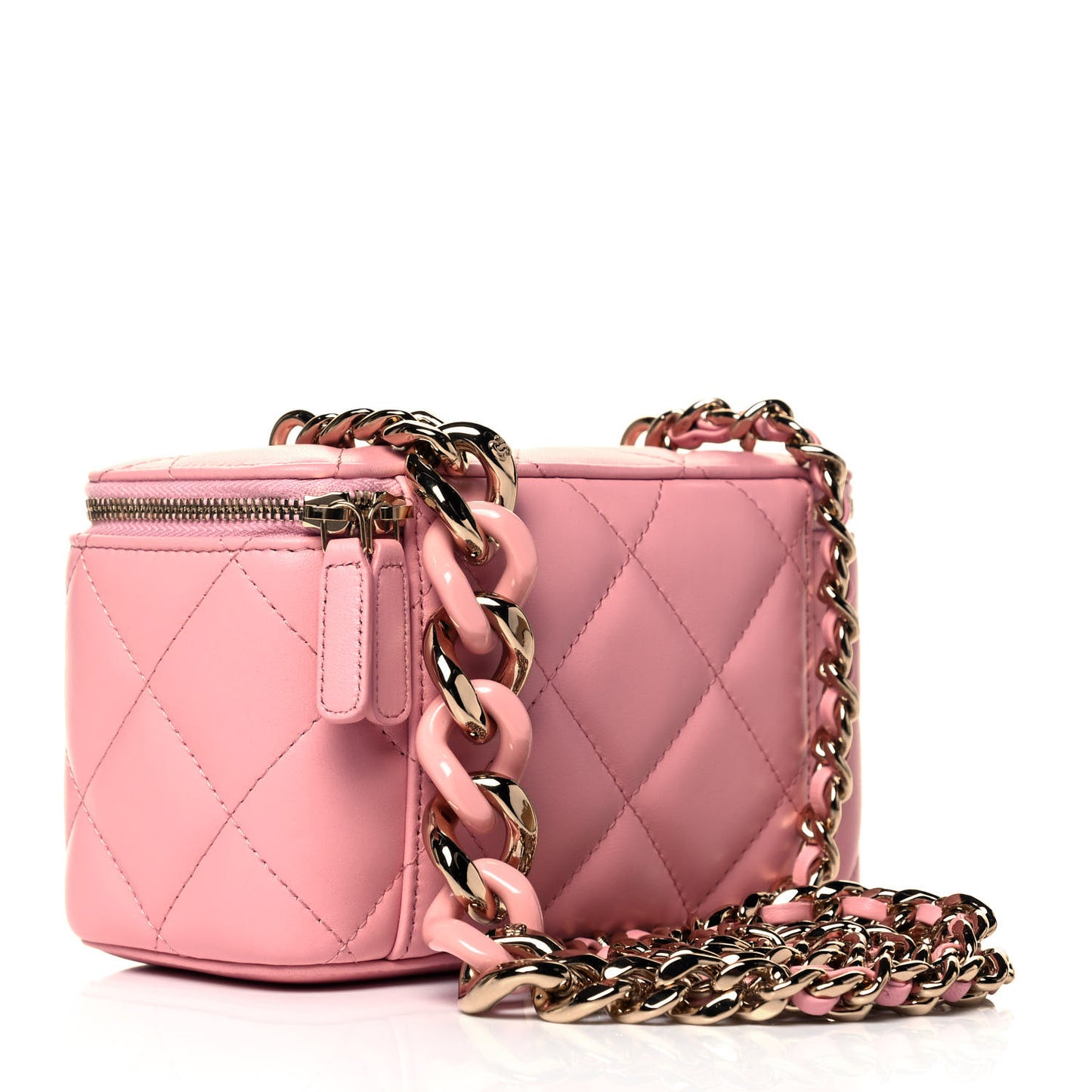 Lambskin Resin Elegant Chain Vanity Case Pink