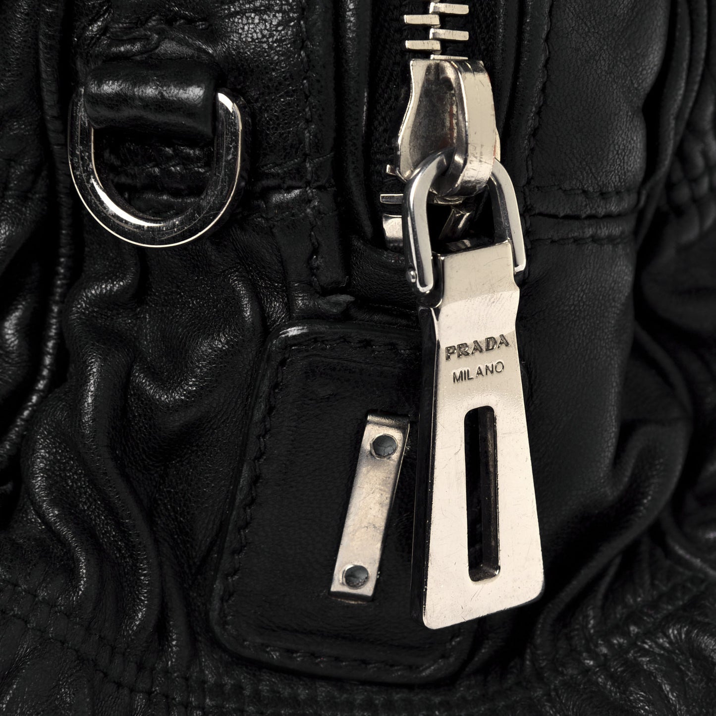 Nappa Gaufre Shopping Satchel Black