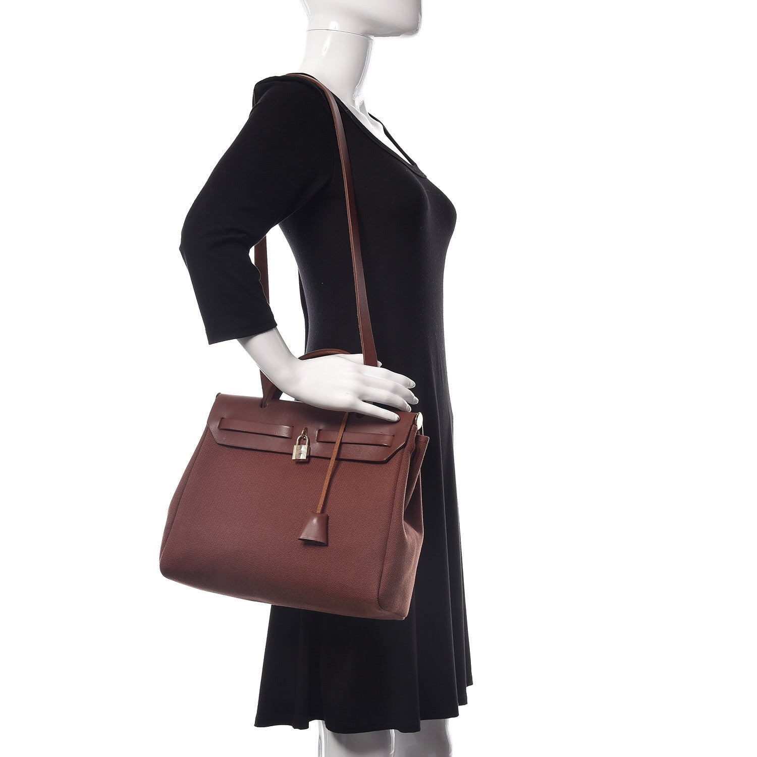 Hermes Toile Vache Calfskin Herbag 30 PM Natural 2 of 26