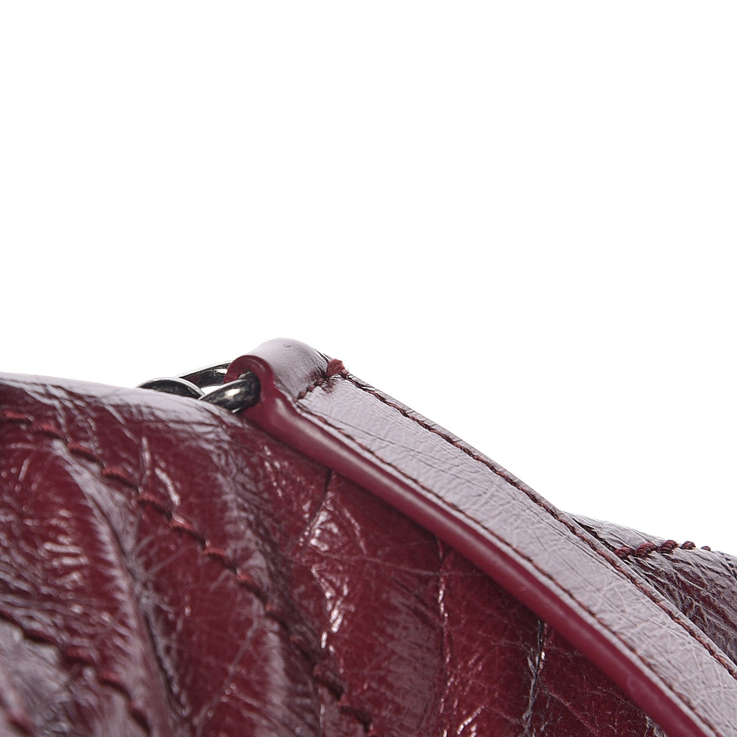 Saint Laurent Crinkled Calfskin Matelasse Monogram Medium Niki Chain Satchel Burgundy 9 of 10