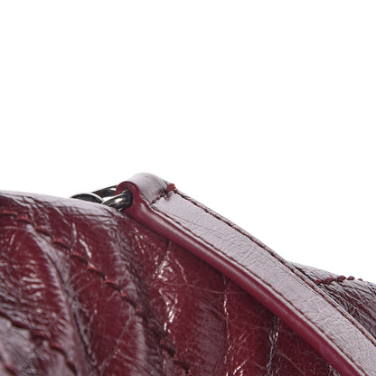 Saint Laurent Crinkled Calfskin Matelasse Monogram Medium Niki Chain Satchel Burgundy 11 of 14