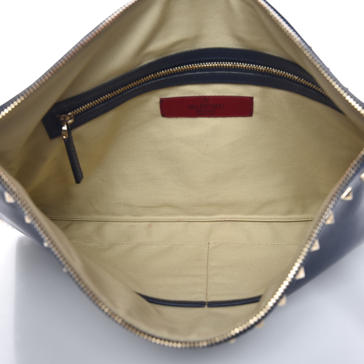 Valentino Garavani Calfskin Large Rockstud Zip Wristlet Pouch Marine 5 of 8