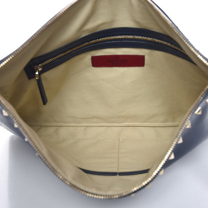 Valentino Garavani Calfskin Large Rockstud Zip Wristlet Pouch Marine 5 of 8