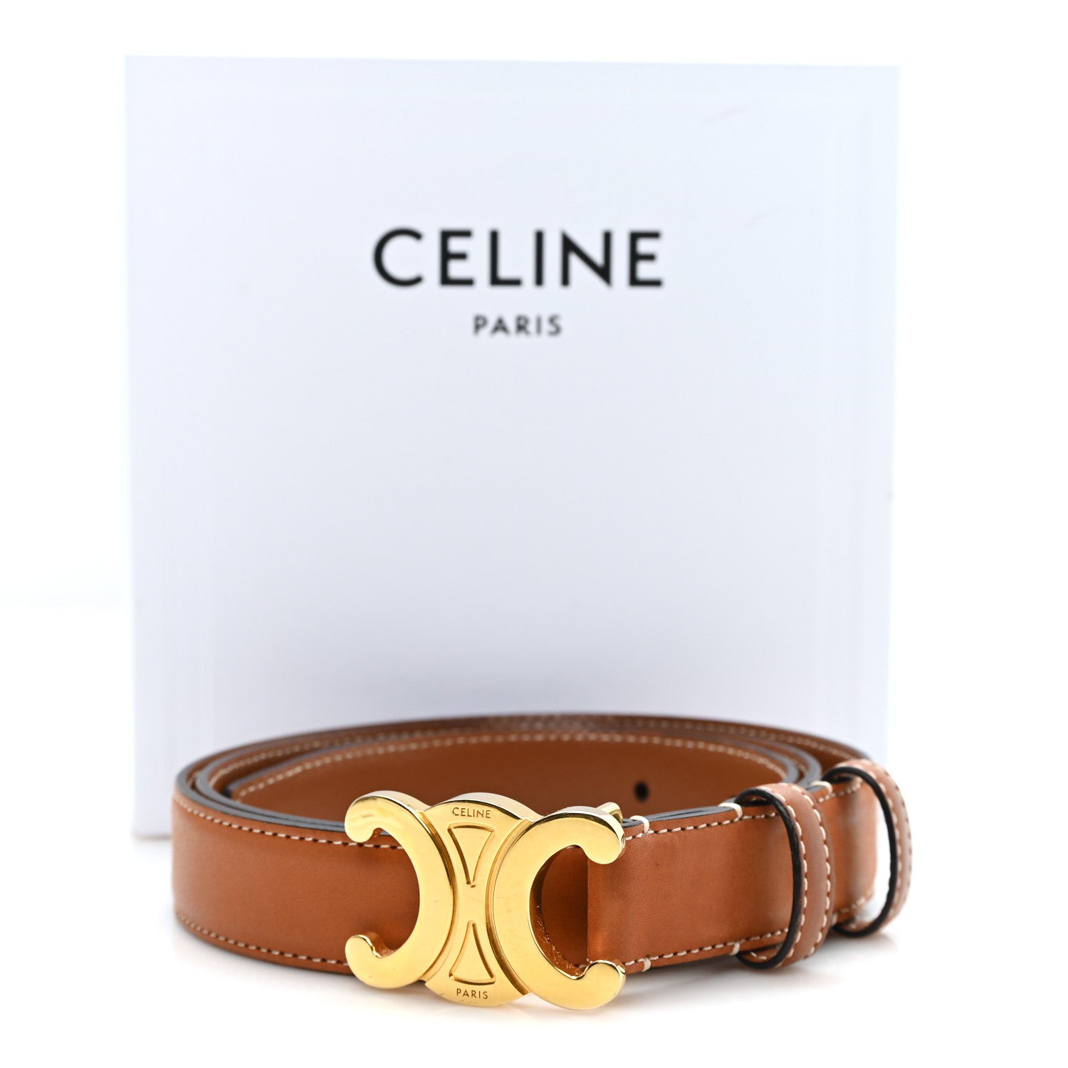 Celine Natural Calfskin Medium 25mm Triomphe Belt 85 34 Tan 6 of 6