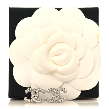 Chanel Crystal Pearl CC Earrings Silver 5 of 5