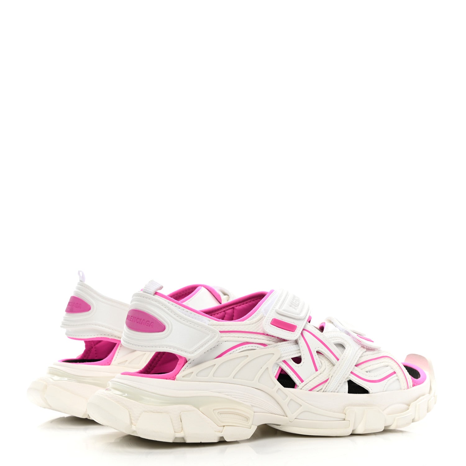 Balenciaga Rubber Neoprene Bi-Color Womens Track Sandals 38 White Fluo Pink 4 of 8