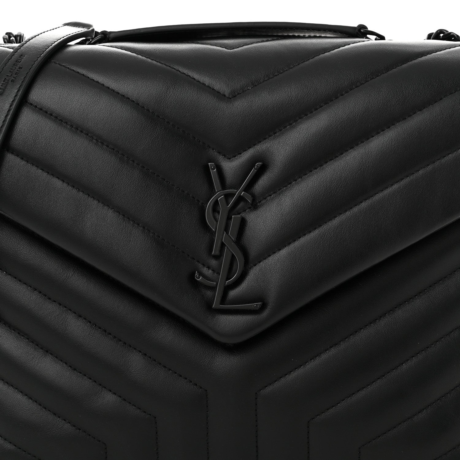 Saint Laurent Calfskin Y Quilted Monogram Monochrome Medium Loulou Chain Satchel Black 8 of 10