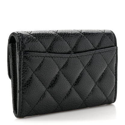 Chanel Caviar Quilted Flap Card Holder Wallet Black 3 of 9