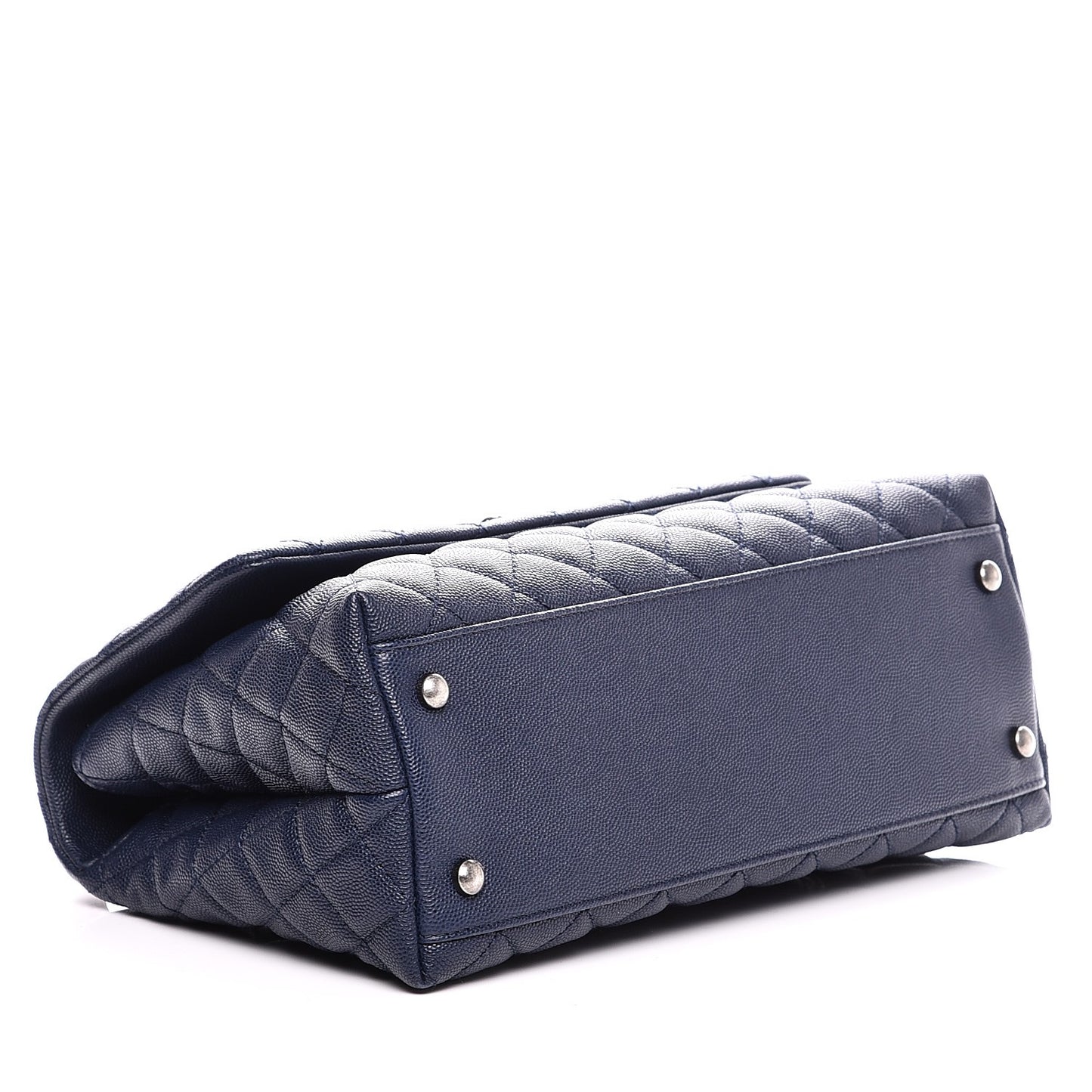 Caviar Lizard Quilted Small Coco Handle Flap Navy