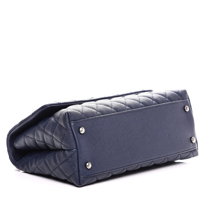 Chanel Caviar Lizard Quilted Small Coco Handle Flap Navy 5 of 8