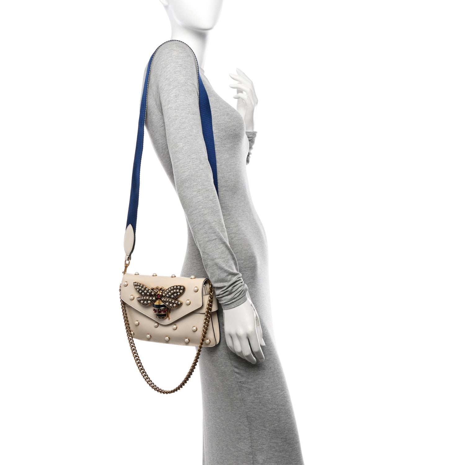 Gucci Nappa Pearl Studded Mini Queen Margaret Broadway Shoulder Bag Mystic White 2 of 18