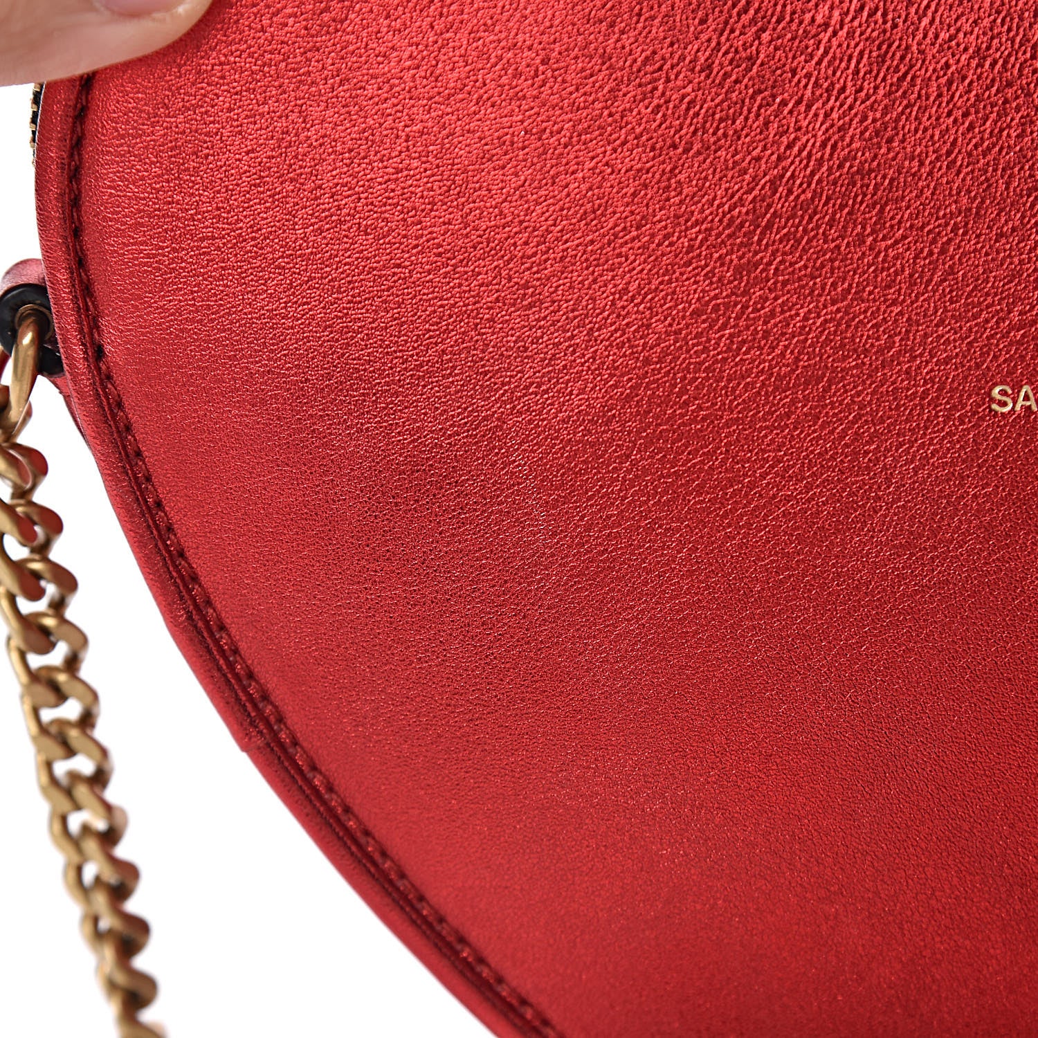 Saint Laurent Metallic Calfskin Heart Monogram Crossbody Black Rouge 6 of 11