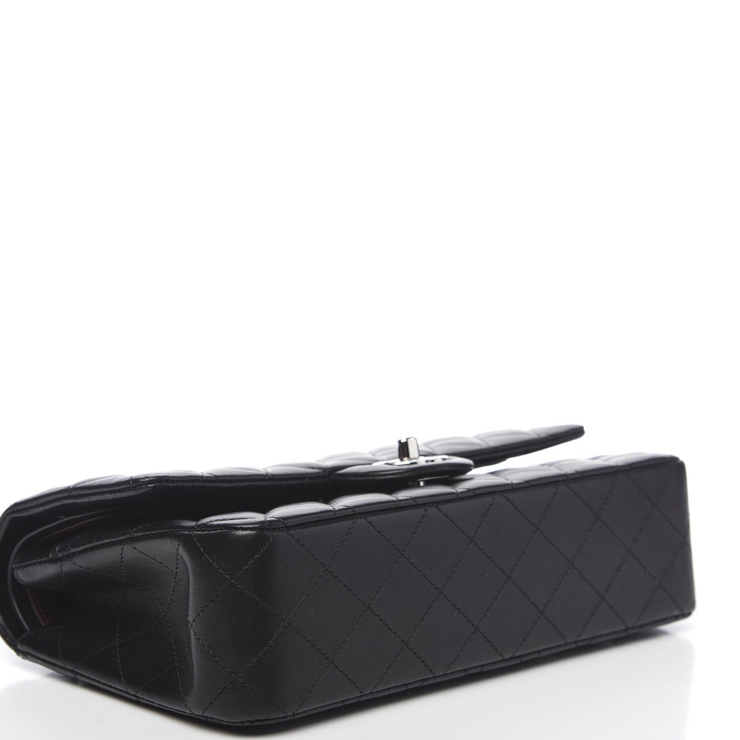 Lambskin Quilted Medium Double Flap Black