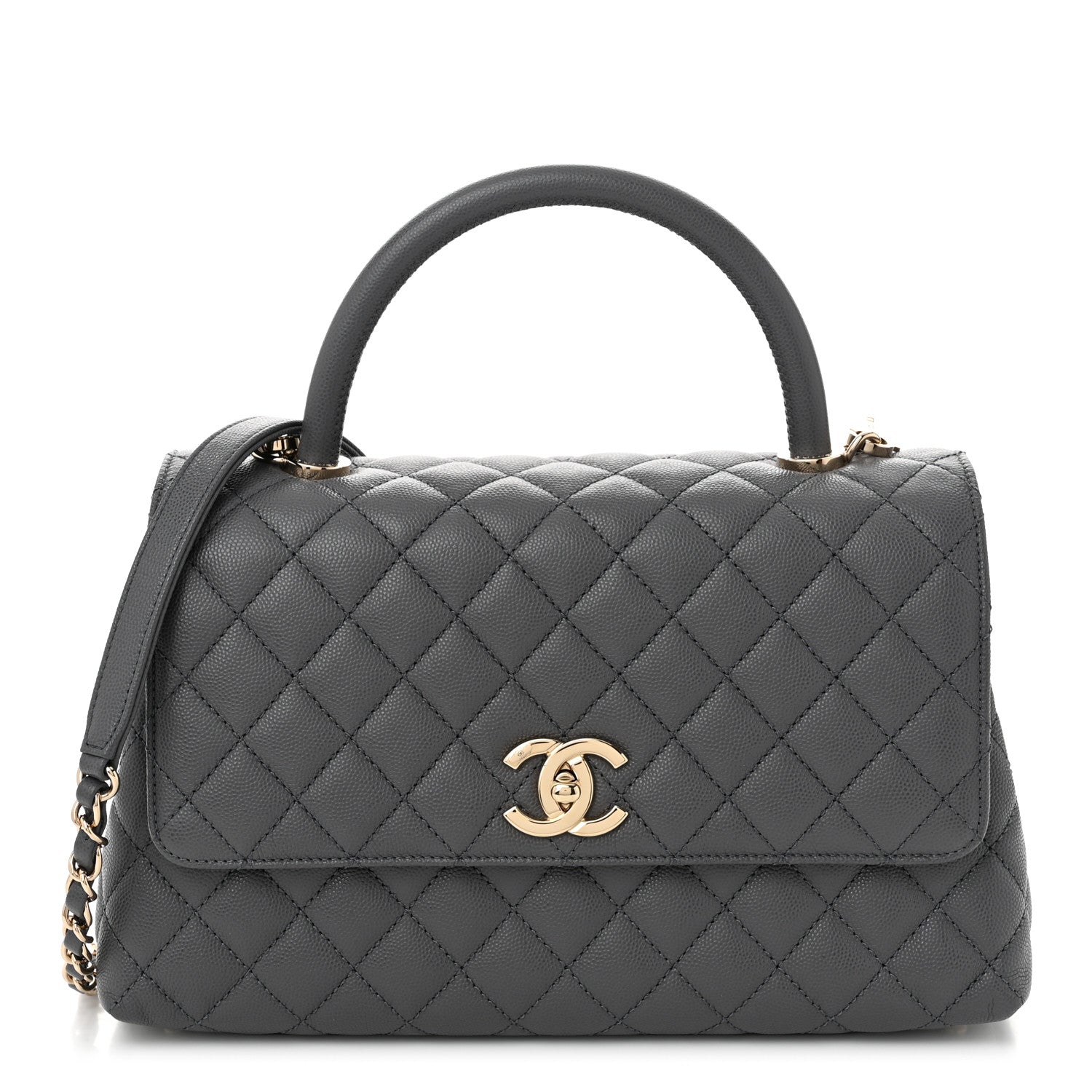 Chanel Caviar Quilted Small Coco Handle Flap Dark Grey 1 of 11