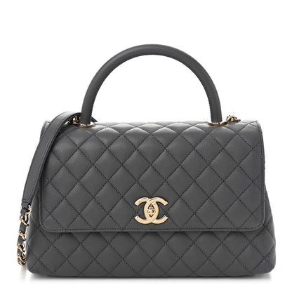 Chanel Caviar Quilted Small Coco Handle Flap Dark Grey 1 of 11
