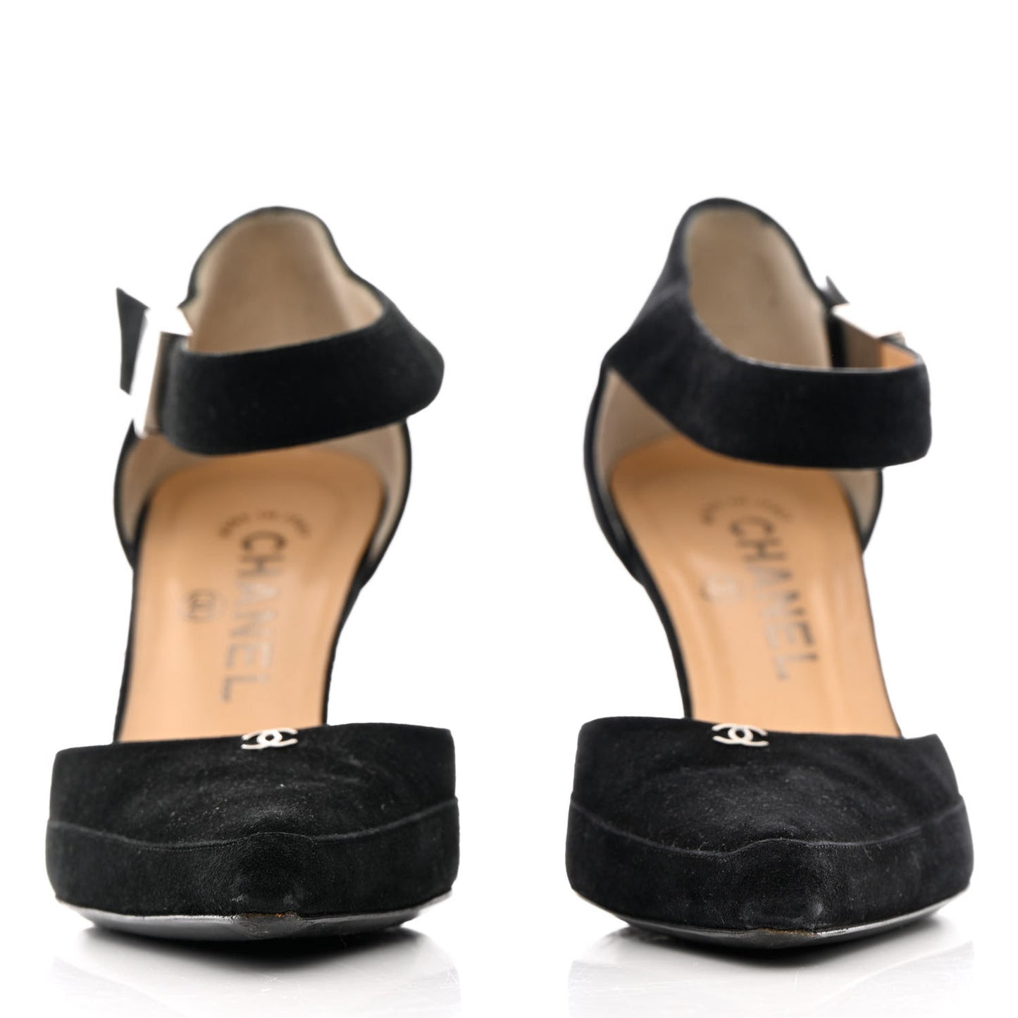 Suede CC Ankle Strap Pumps 37 Black