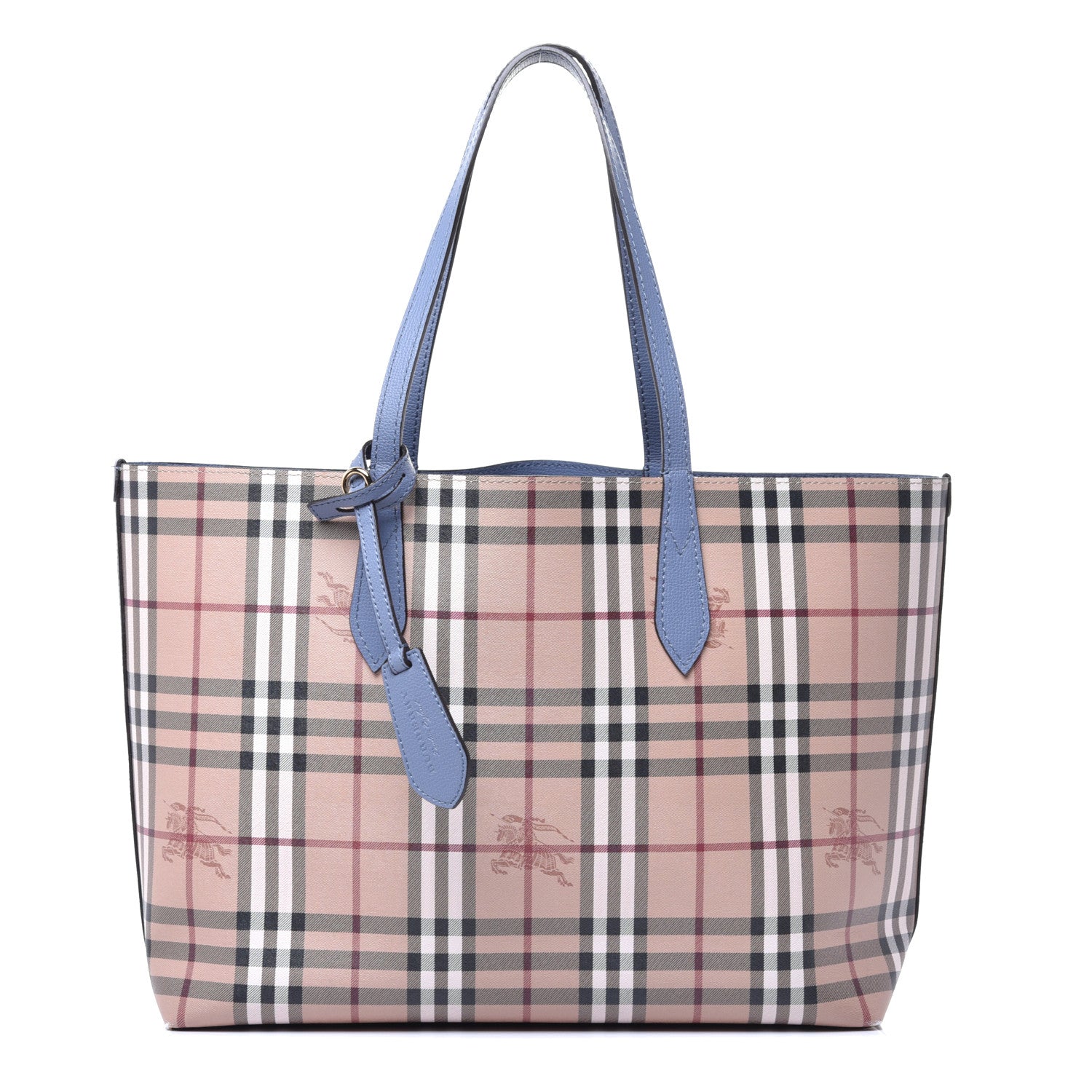 Burberry Calfskin Haymarket Check Medium Reversible Tote Blue 1 of 15