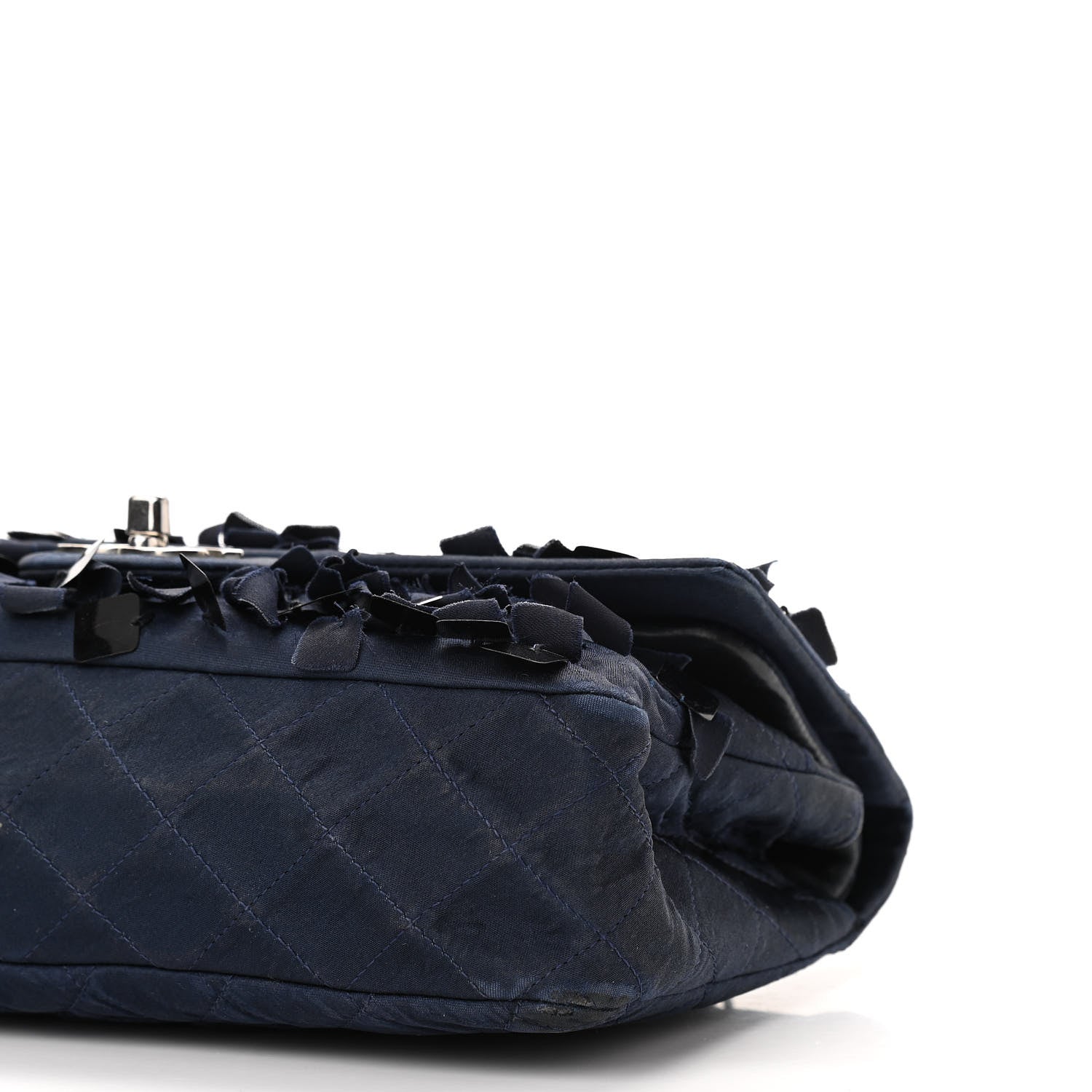 Chanel Satin Paillette Sequin Quilted Medium Single Flap Navy 11 of 15