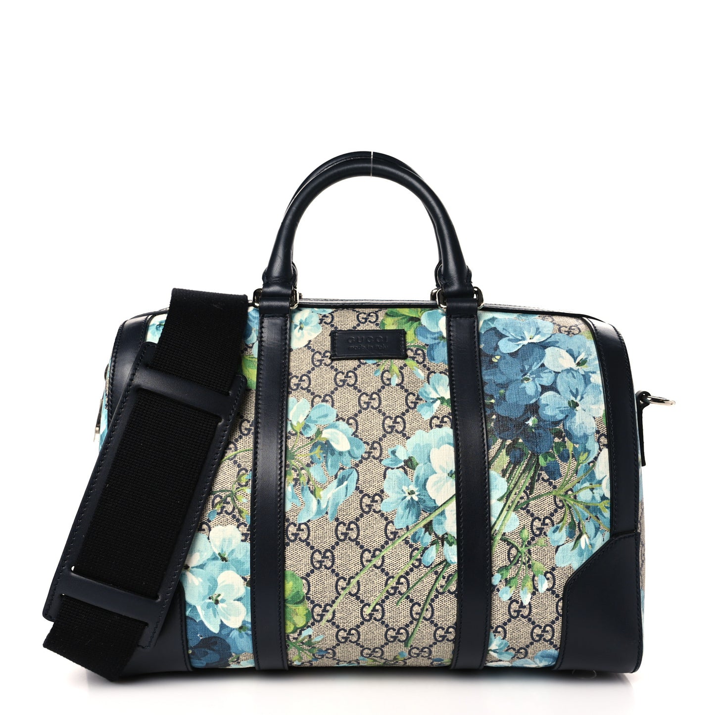 GG Supreme Monogram Blooms Medium Duffle Beige Blue Black