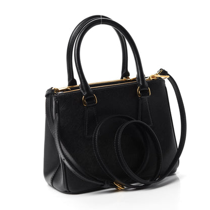 Prada Saffiano Lux Mini Galleria Double Zip Tote Black 3 of 10