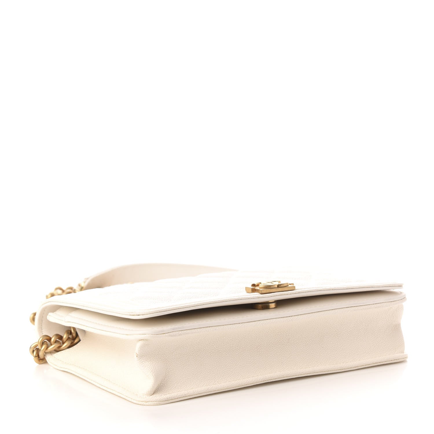 Chanel Caviar Quilted Boy Wallet On Chain WOC White 4 of 13