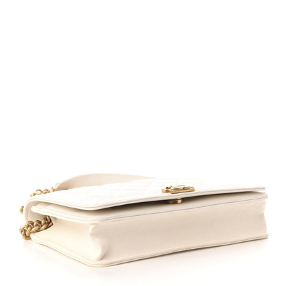Chanel Caviar Quilted Boy Wallet On Chain WOC White 4 of 13