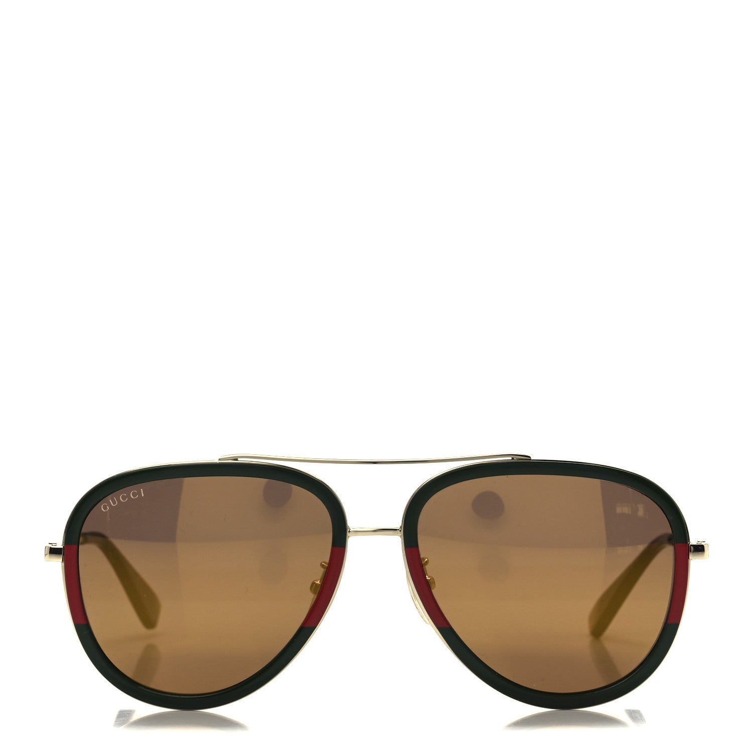 Gucci Metal Web Aviator Sunglasses GG0062S Green Red 2 of 8
