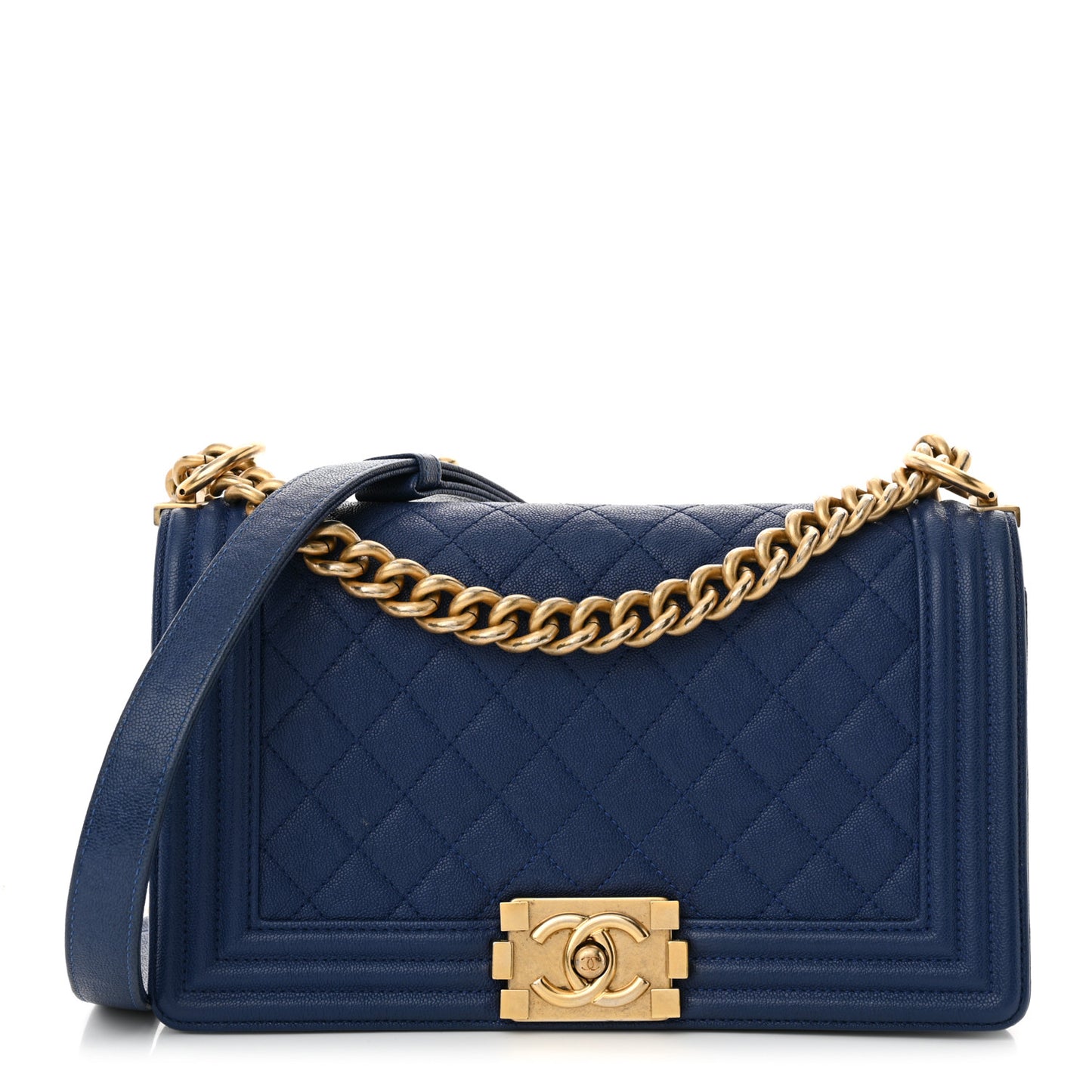 Caviar Quilted Medium Boy Flap Blue