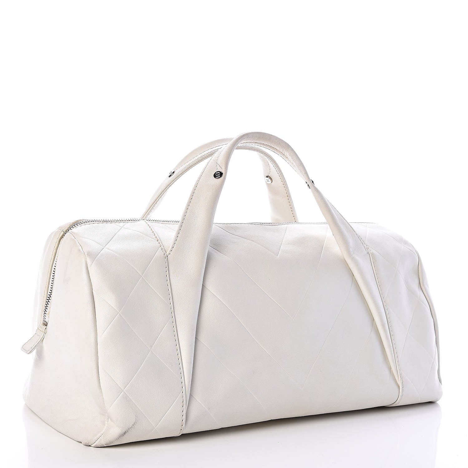 Chanel Calfskin Bowling Bag White 3 of 21