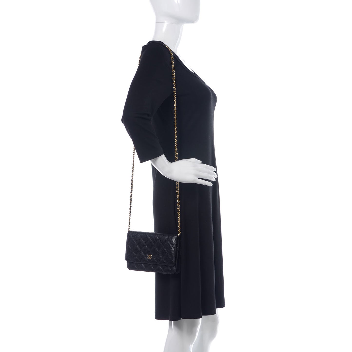 Caviar Quilted Wallet On Chain WOC Black