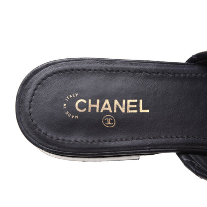 Chanel Lambskin Patent Quilted Chain Mules 37.5 Black 6 of 16