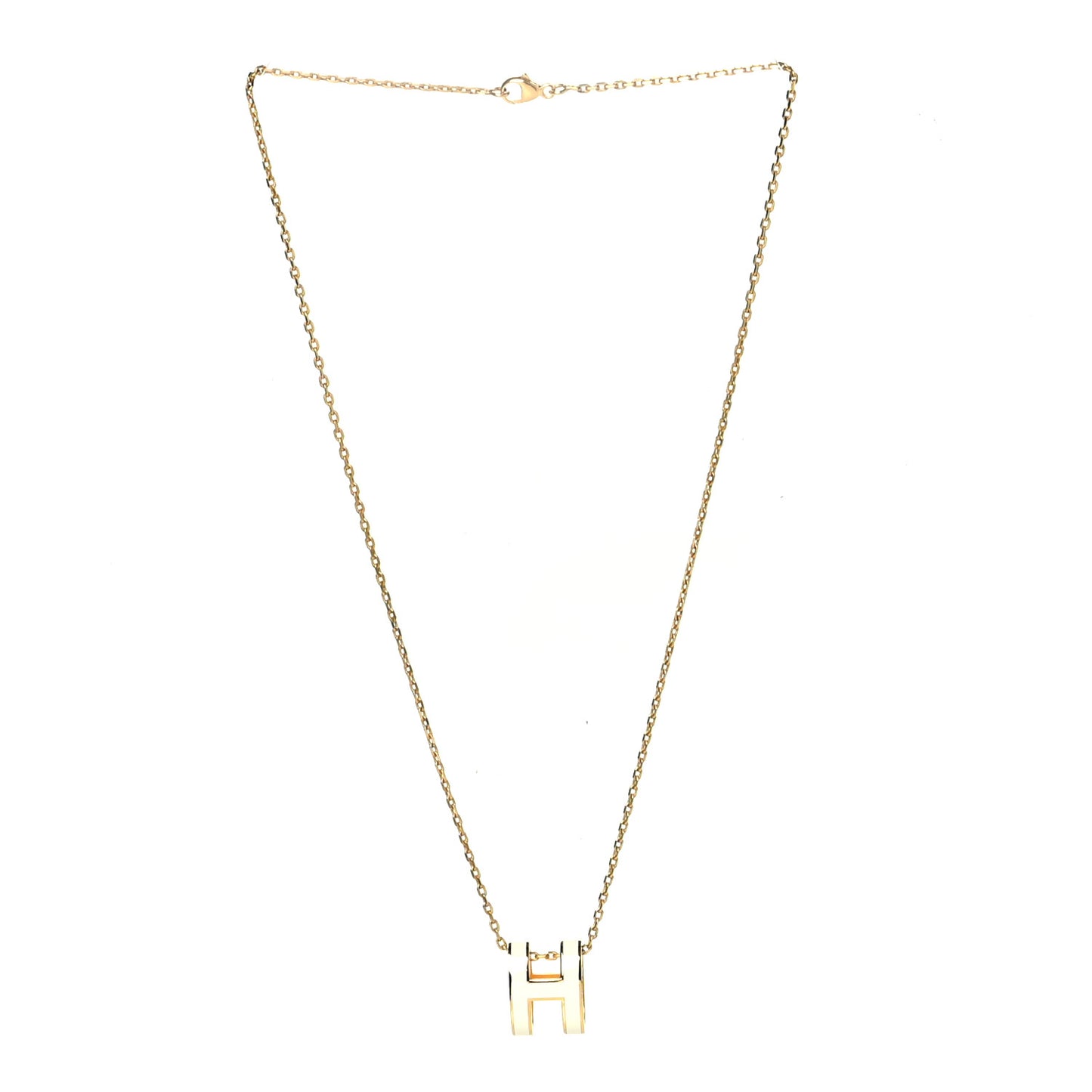 Lacquered Gold Pop H Pendant Necklace White