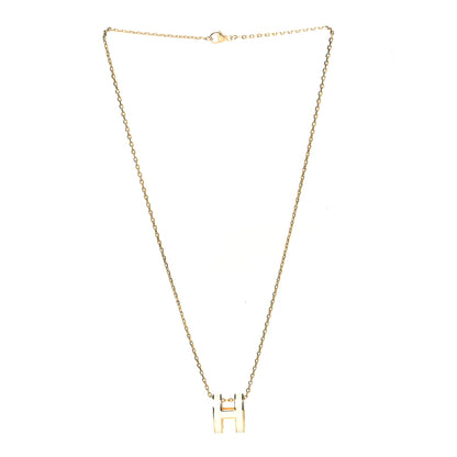 Hermes Lacquered Gold Pop H Pendant Necklace White 3 of 6
